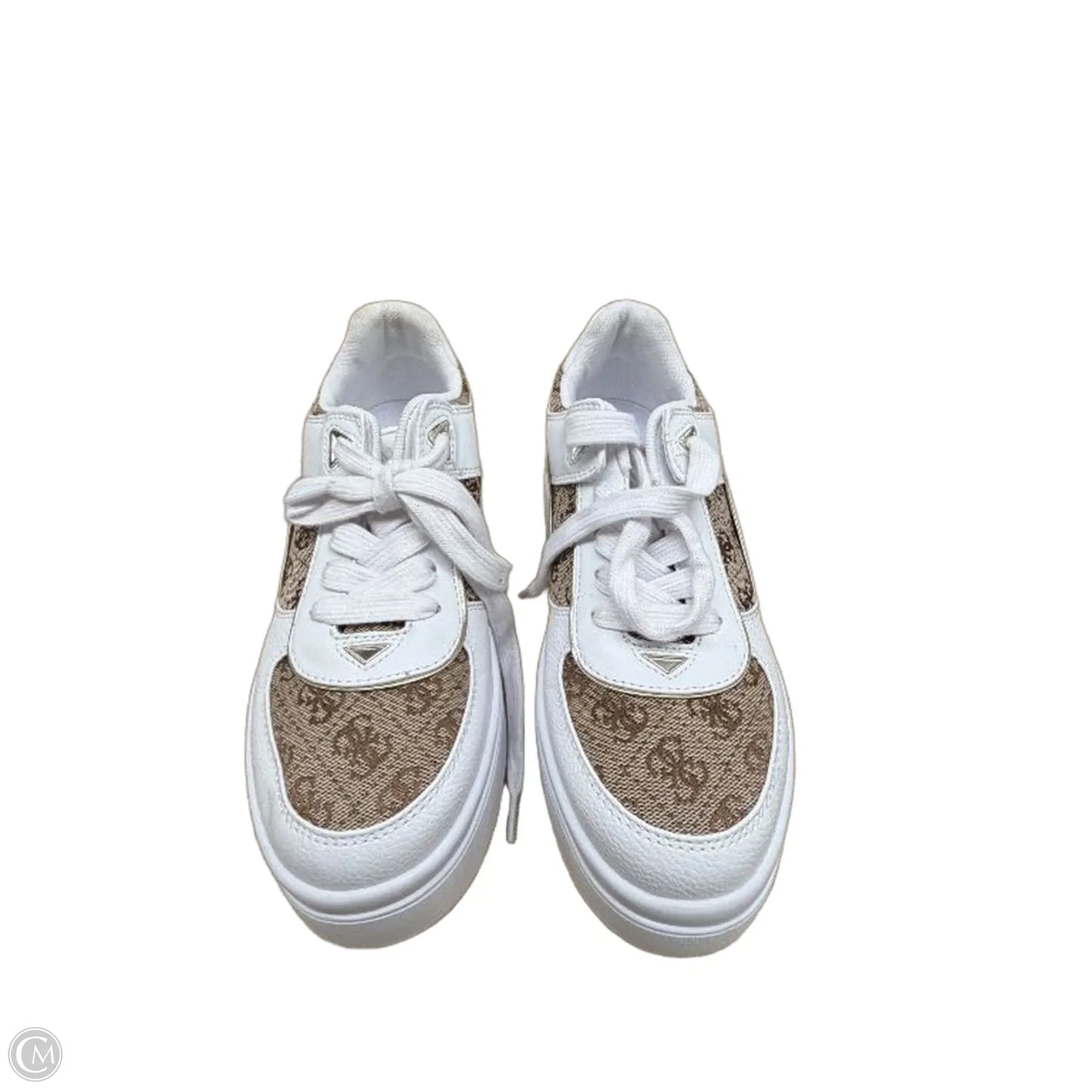 Shoes Heels Platform By Guess In Brown & White, Size: 8