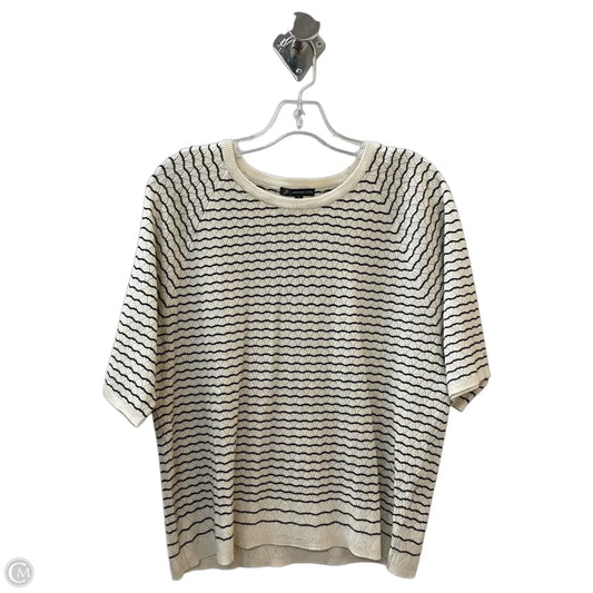Sweater Short Sleeve By Adrianna Papell In Black & Cream, Size: Xl