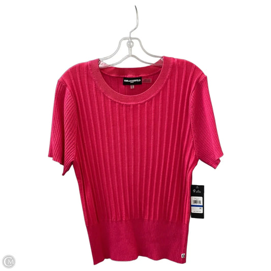 Sweater Short Sleeve By Karl Lagerfeld In Pink, Size: Xl
