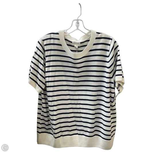 Sweater Short Sleeve By Caslon In Blue & Cream, Size: 2x