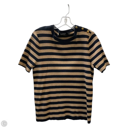 Sweater Short Sleeve By Lauren By Ralph Lauren In Blue & Tan, Size: Xl