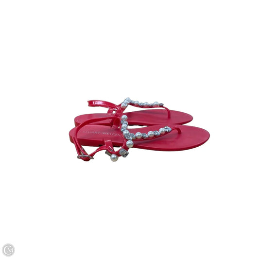 Sandals Designer By Stuart Weitzman In Red & Silver, Size: 8