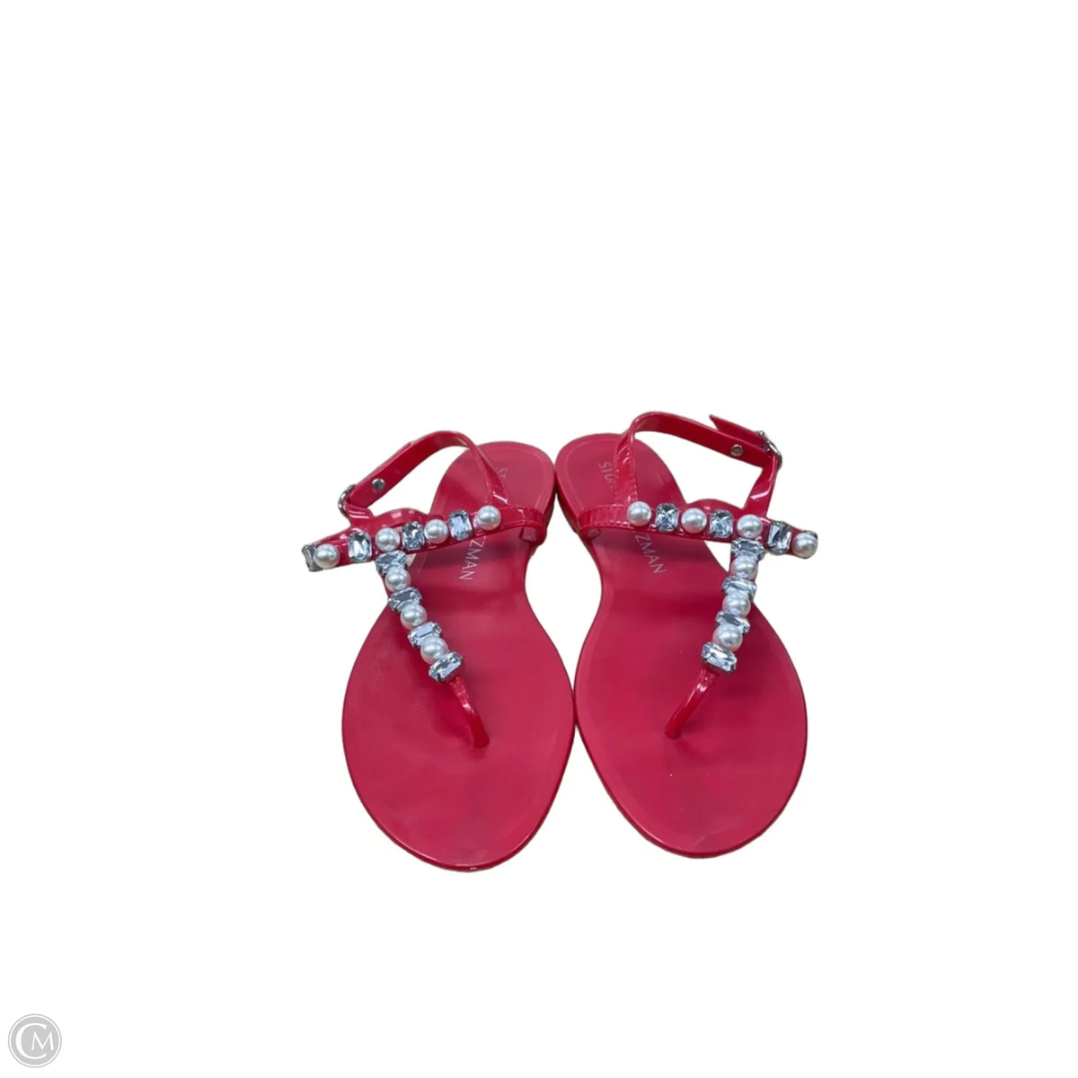 Sandals Designer By Stuart Weitzman In Red & Silver, Size: 8