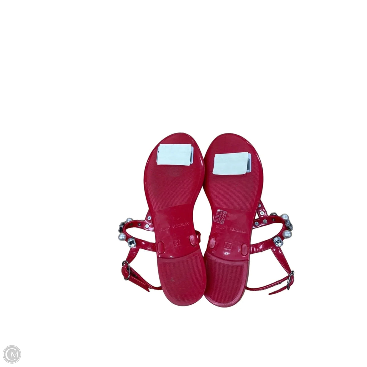 Sandals Designer By Stuart Weitzman In Red & Silver, Size: 8