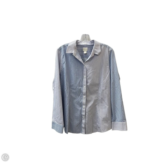 Top Long Sleeve By Chicos In Blue & White, Size: M