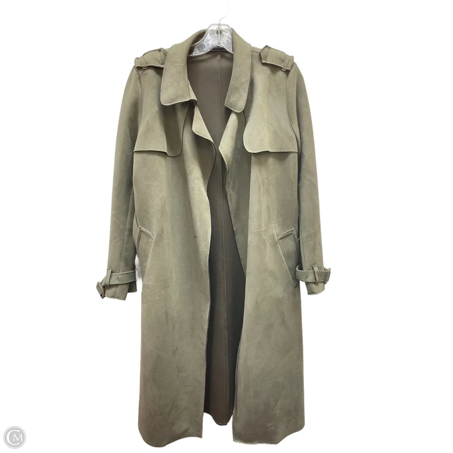 Coat Trench Coat By Zara Basic In Green, Size: S