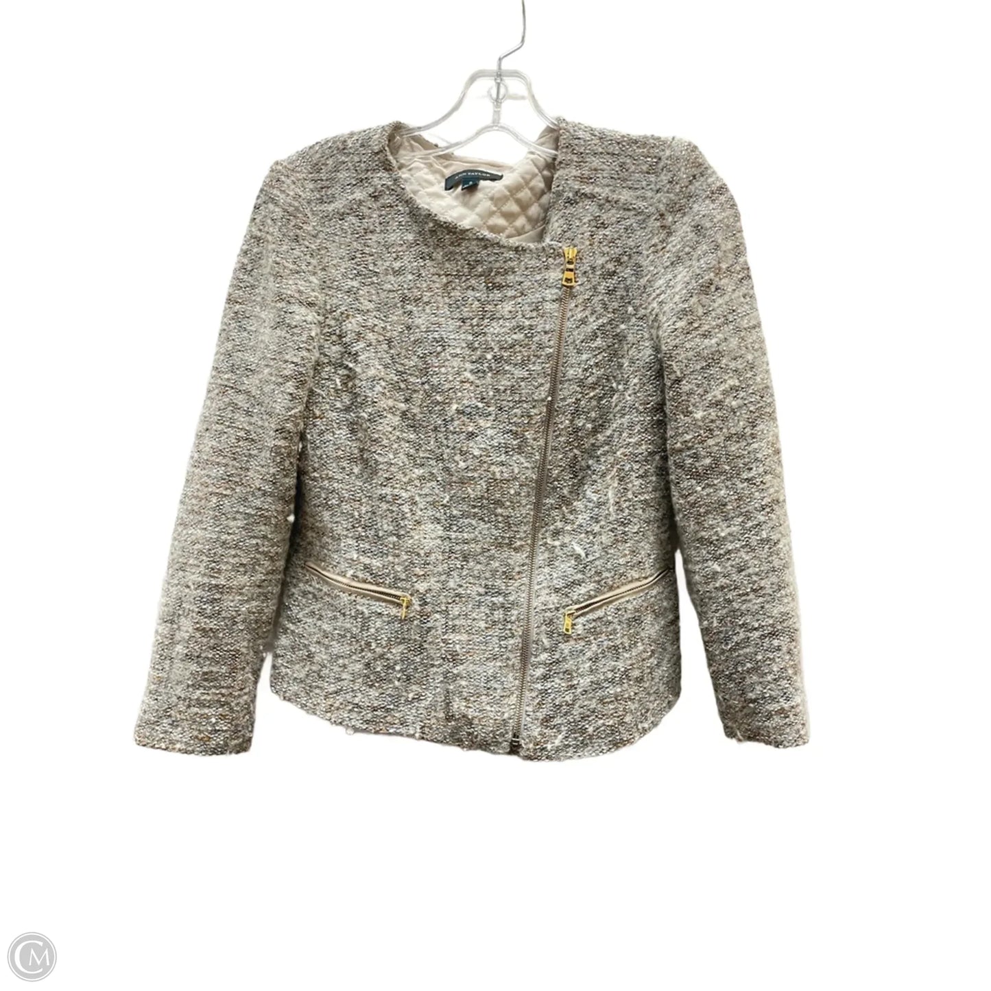 Blazer By Ann Taylor In Grey & Tan, Size: 0