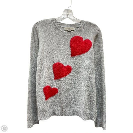 Sweater By Loft In Grey & Red, Size: L