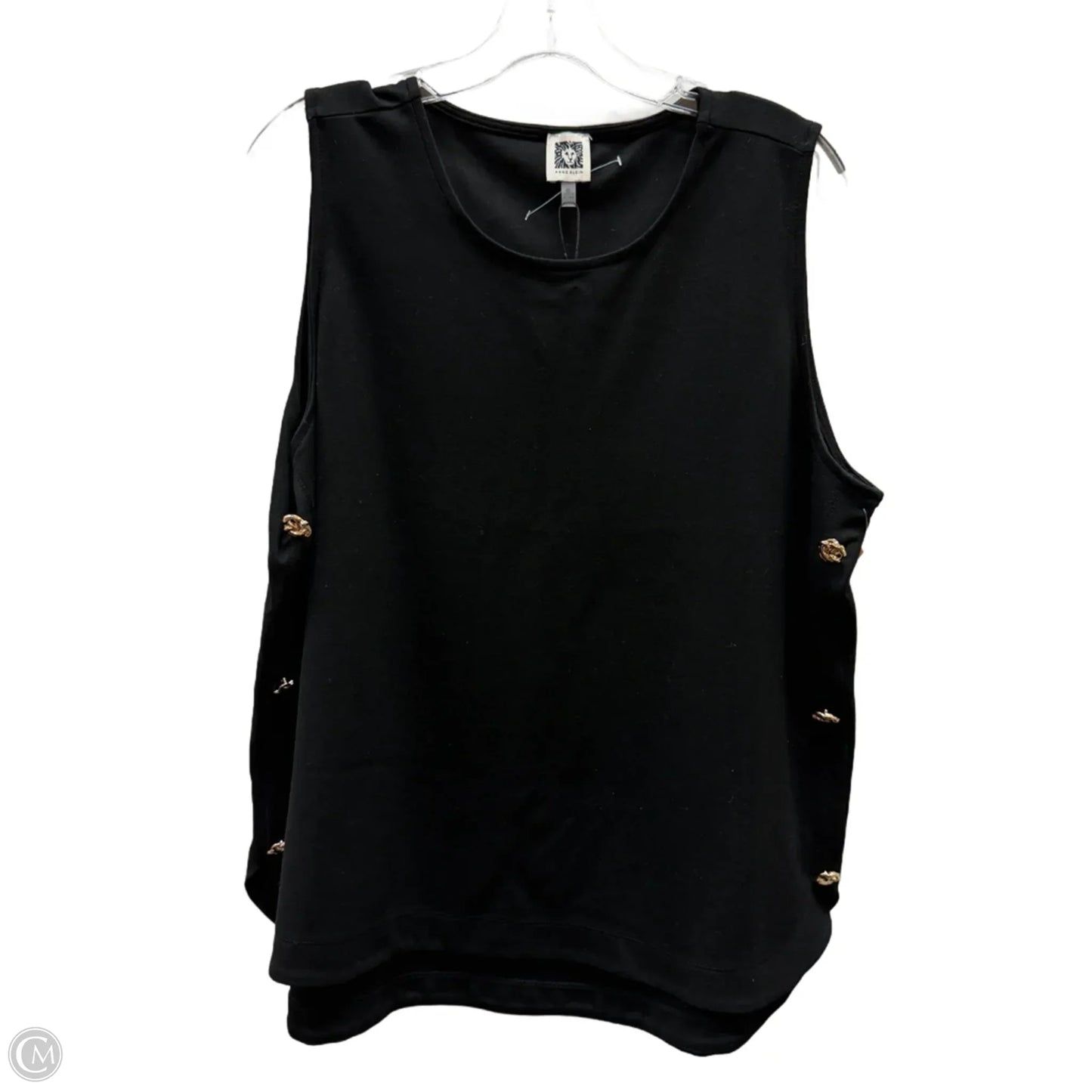 Top Sleeveless Basic By Anne Klein In Black & Gold, Size: Xl