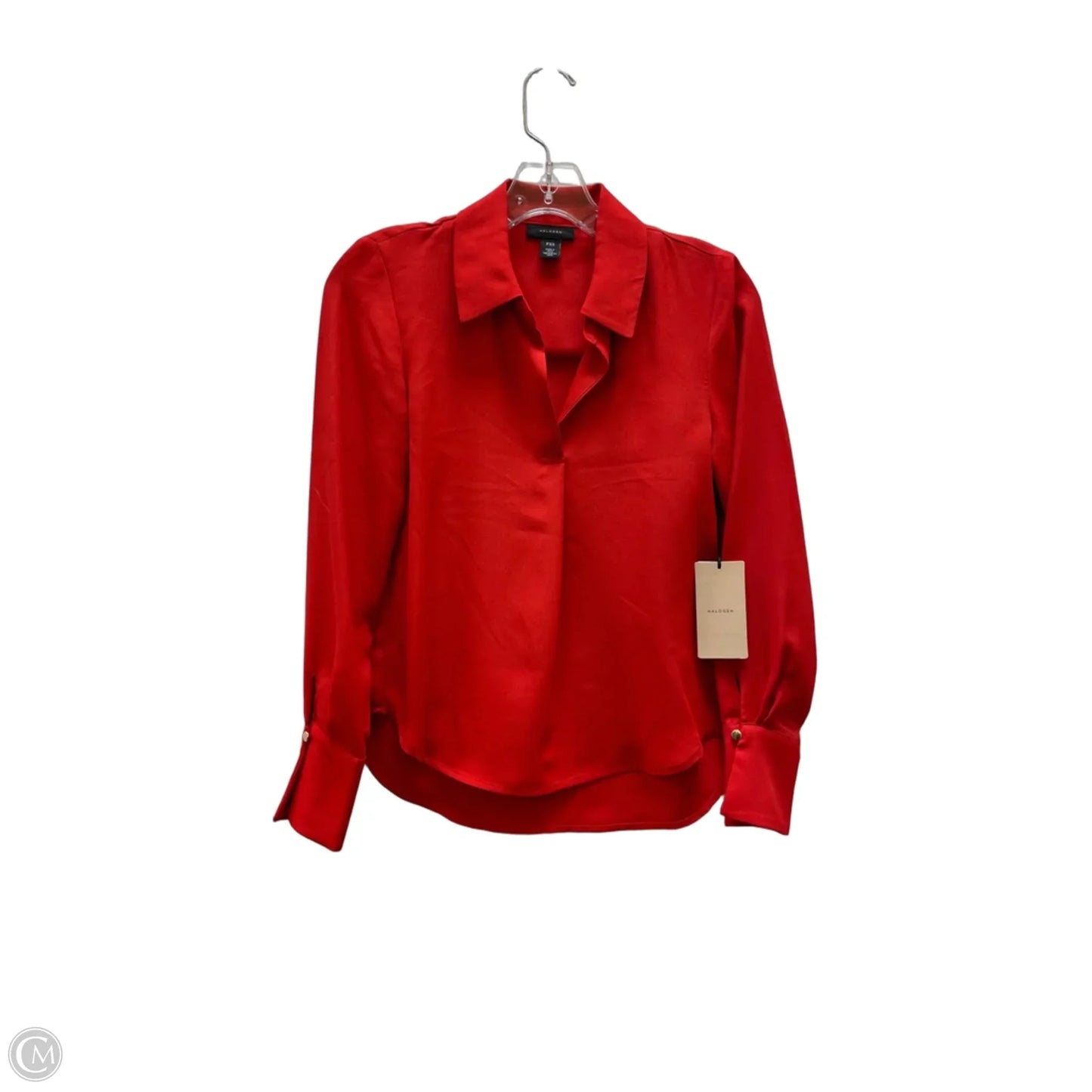 Blouse Long Sleeve By Halogen In Red, Size: Xsp