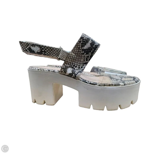 Sandals Heels Block By Simmi London In Snakeskin Print, Size: 7