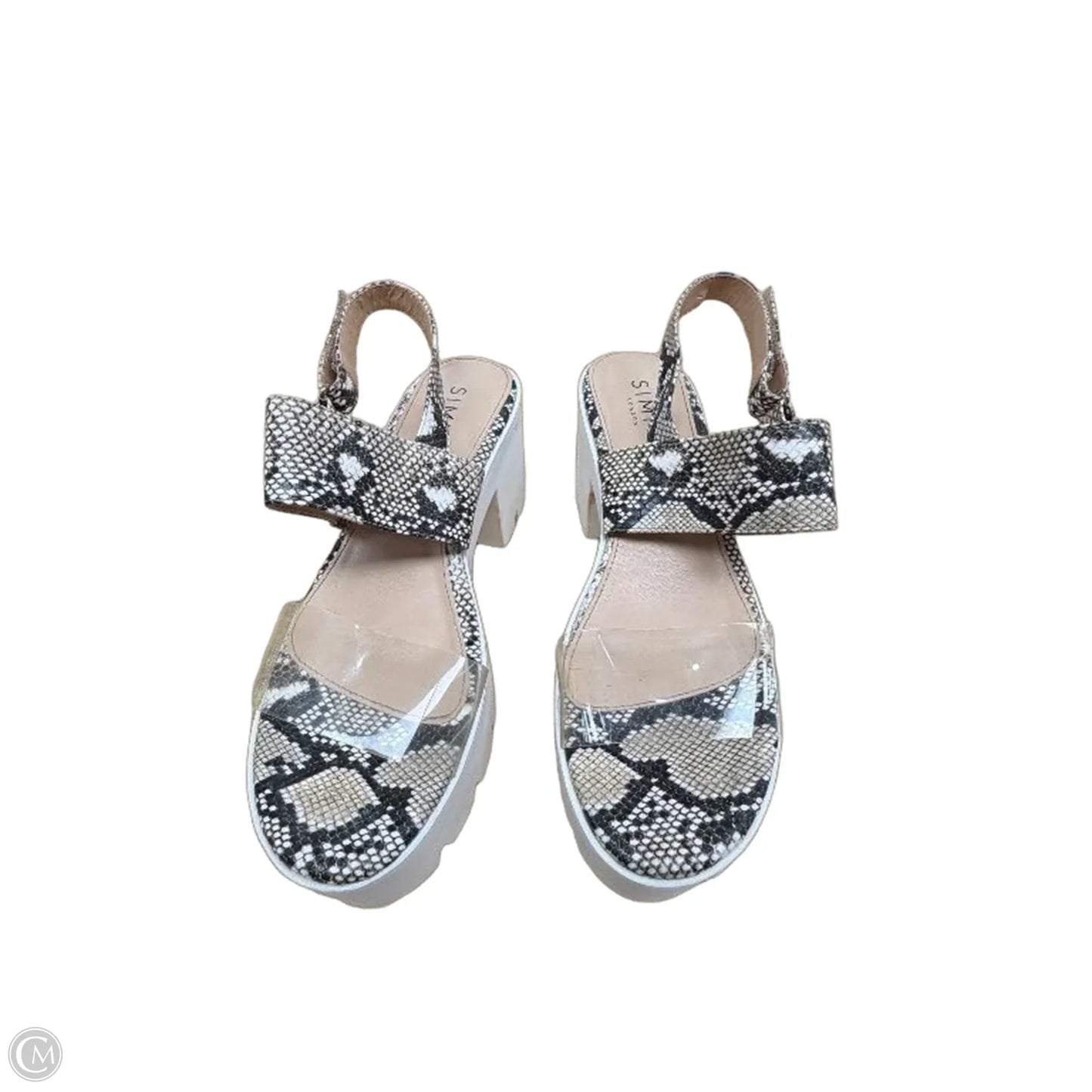 Sandals Heels Block By Simmi London In Snakeskin Print, Size: 7