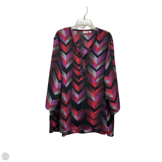 Blouse Long Sleeve By Cato In Multi-colored, Size: 3x