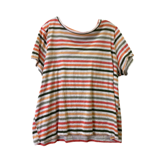 Orange & White Top Short Sleeve By Sonoma, Size: 1x