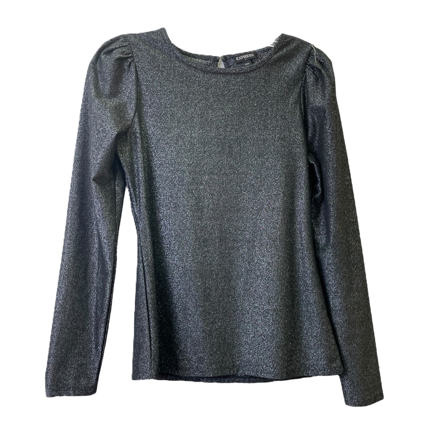 Black & Silver Top Long Sleeve By Express, Size: S