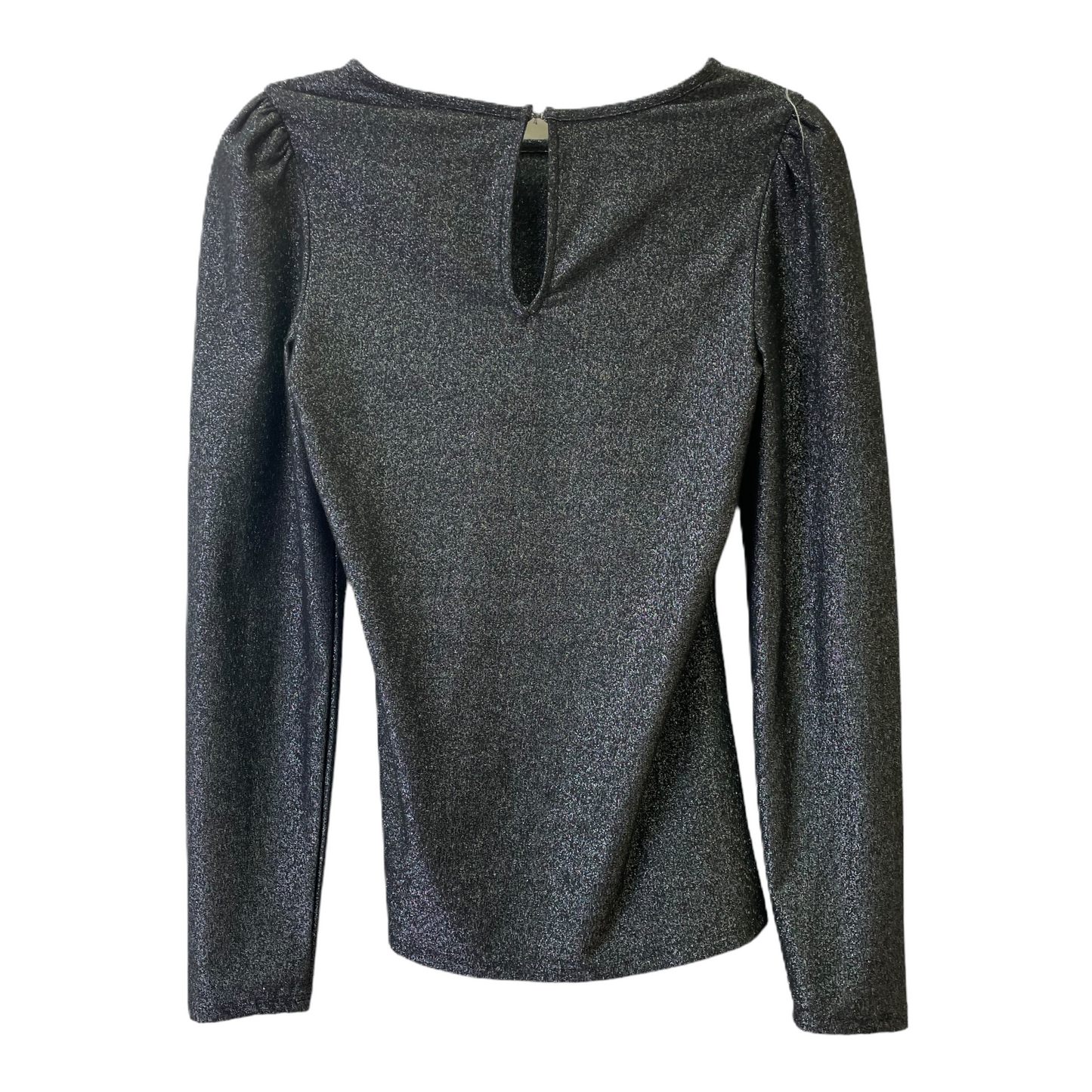 Black & Silver Top Long Sleeve By Express, Size: S