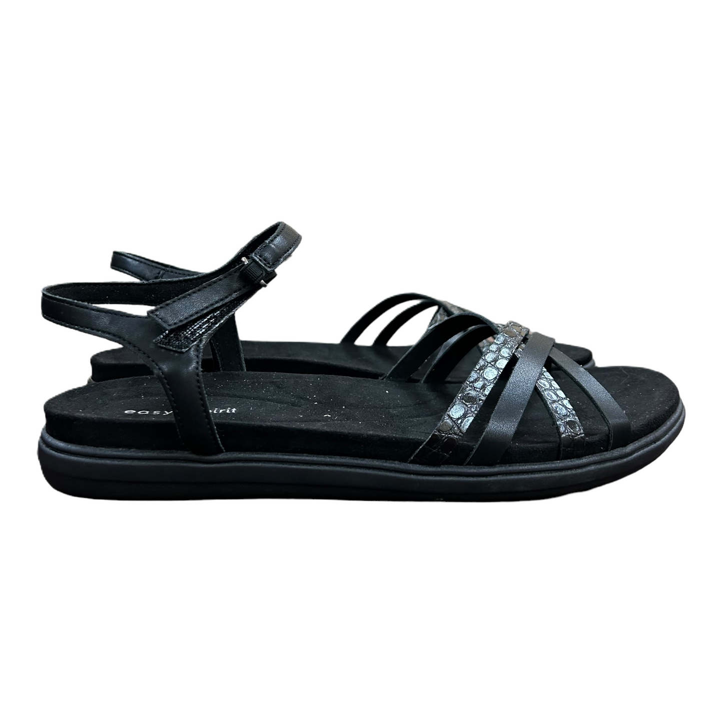 Black Sandals Flats By Easy Spirit, Size: 10.5