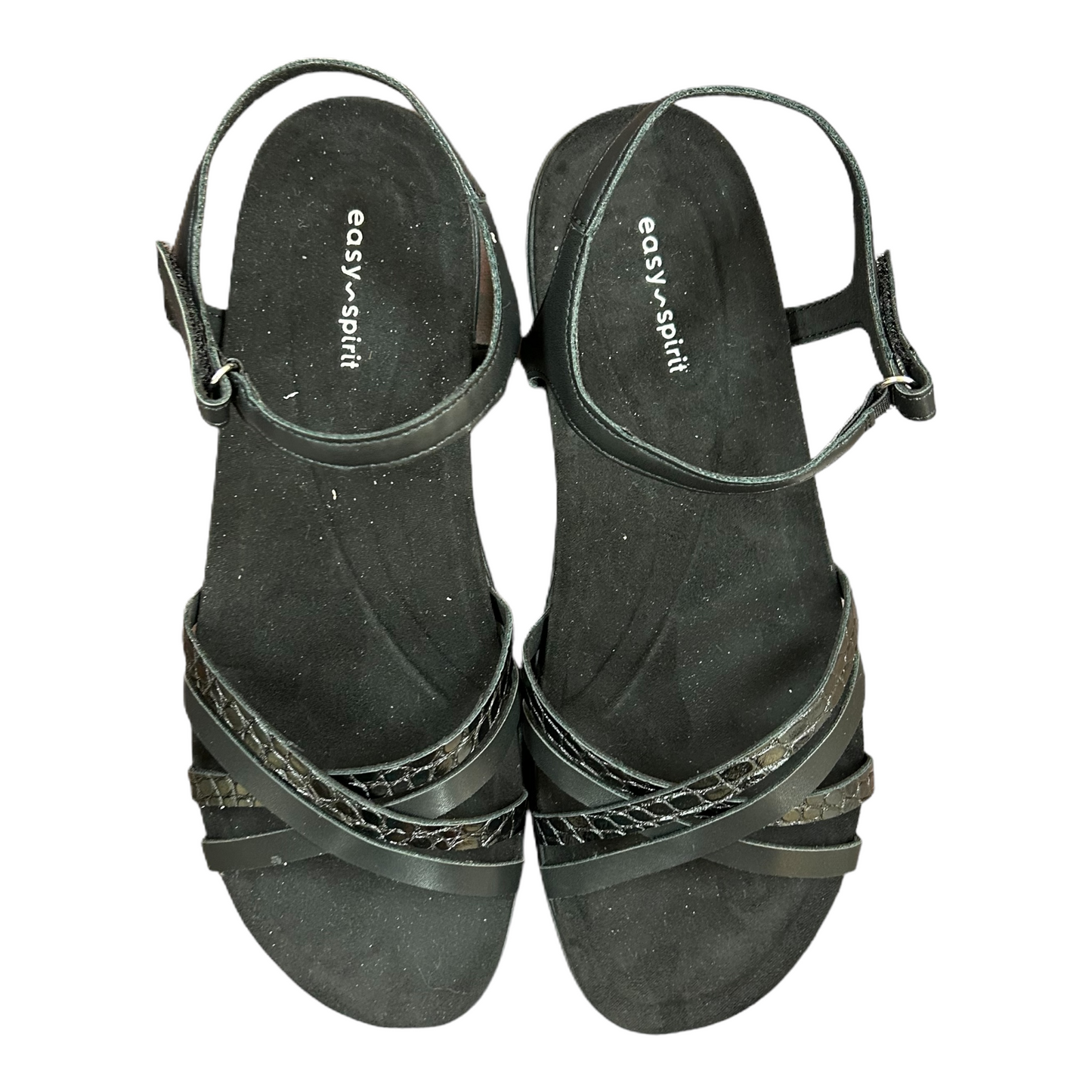 Black Sandals Flats By Easy Spirit, Size: 10.5