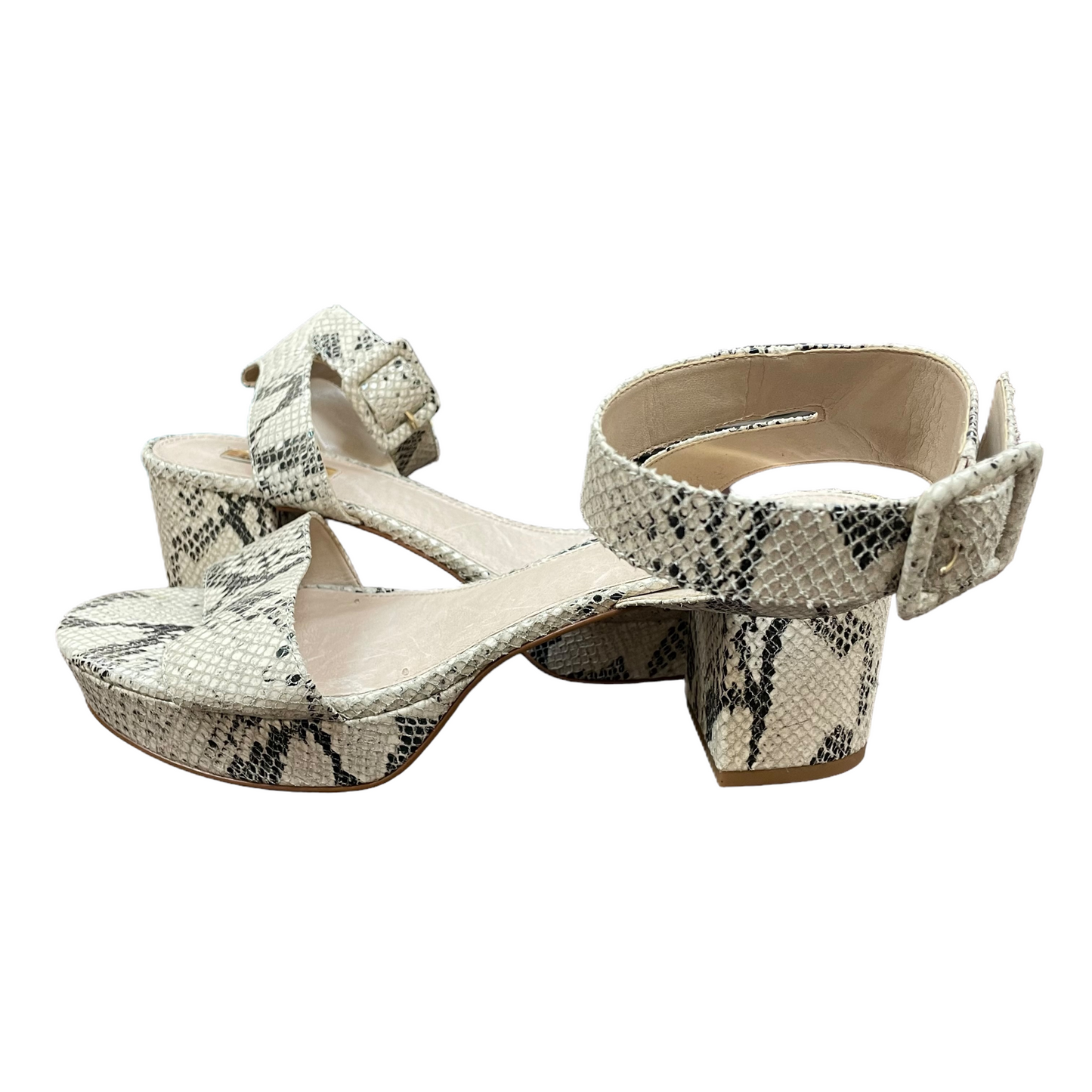 Snakeskin Print Sandals Heels Block By Louise Et Cie, Size: 11