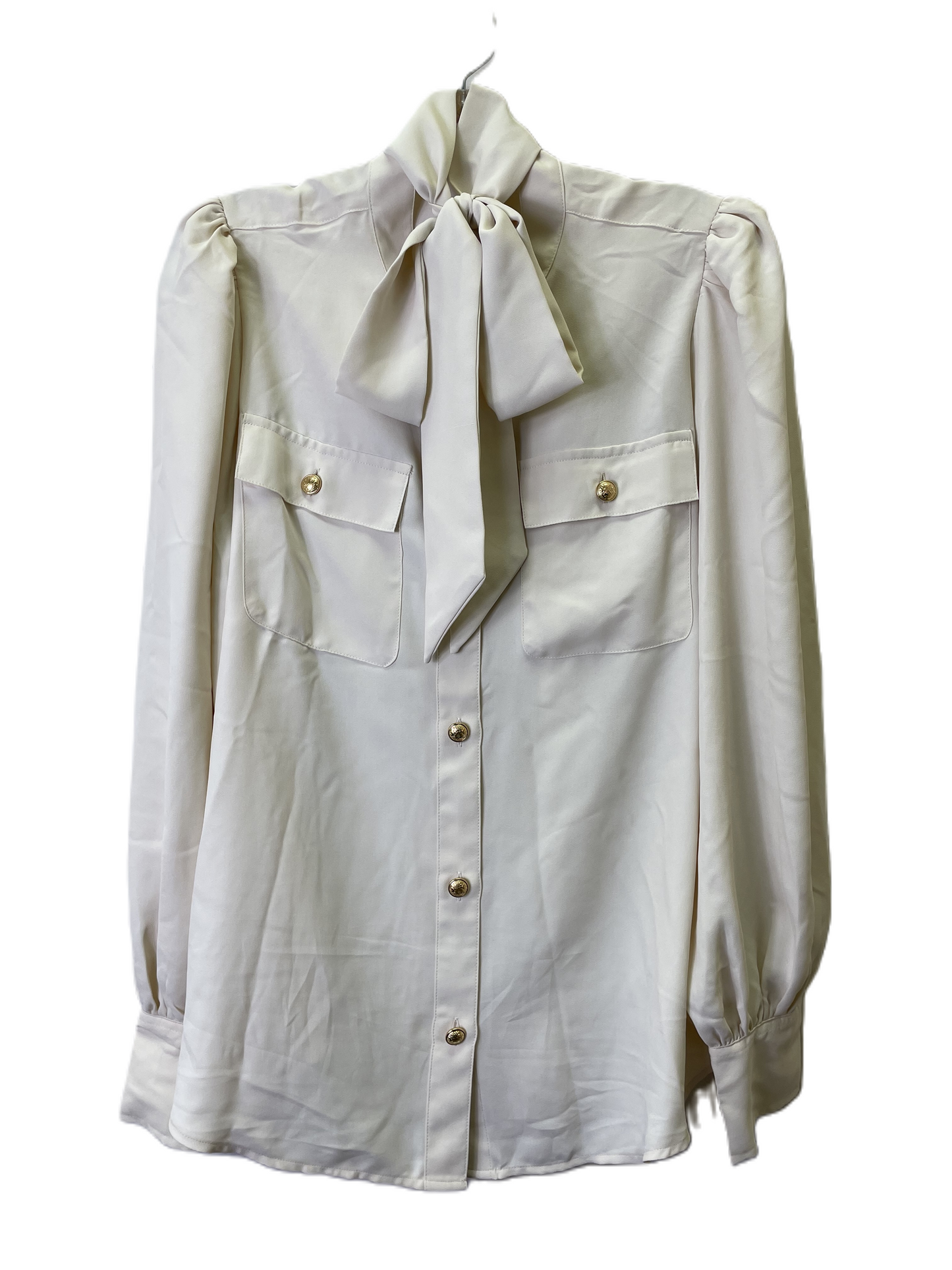 Top Long Sleeve By Express In Cream, Size: L