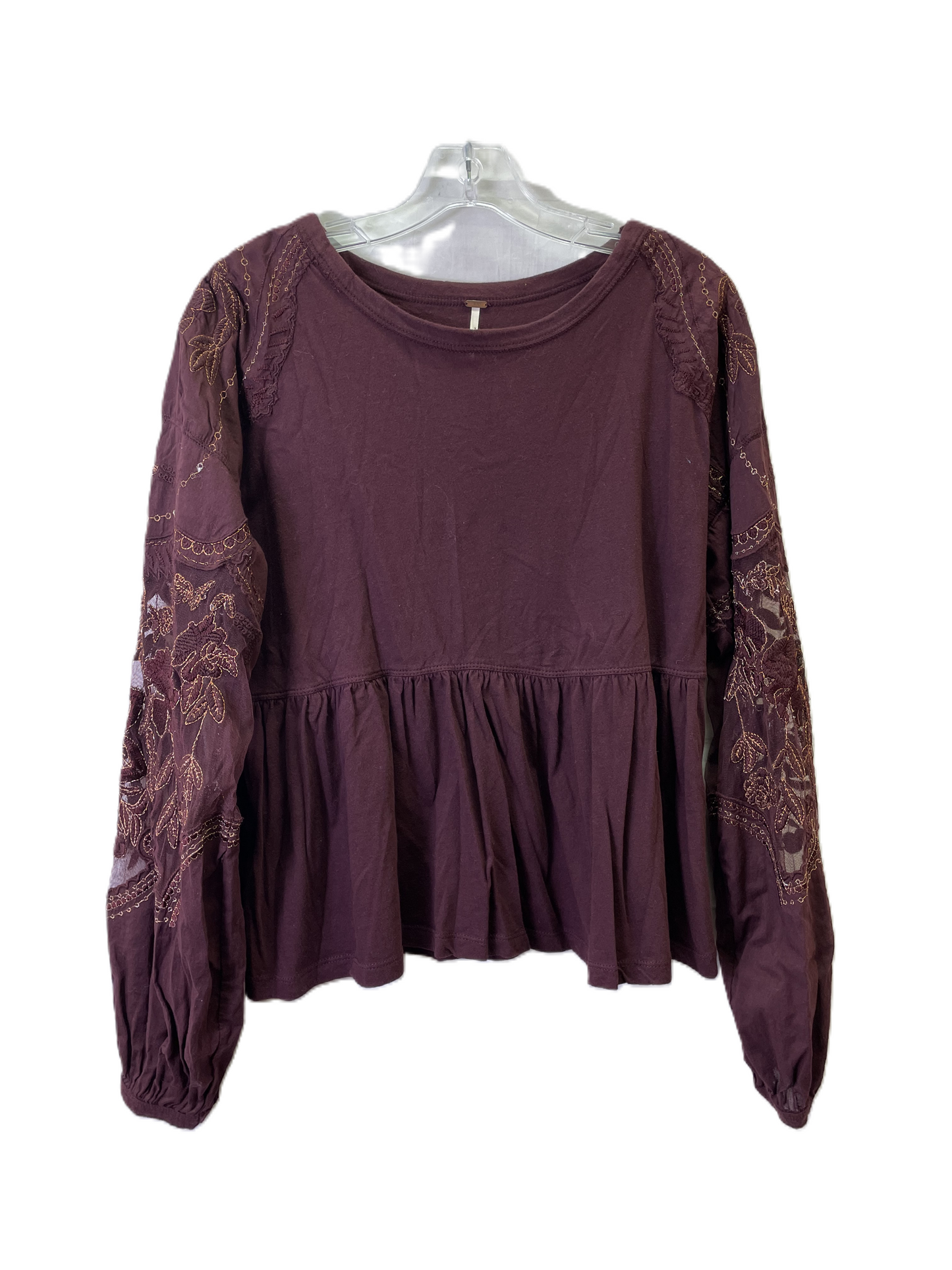 Top Long Sleeve By Free People In Maroon, Size: S