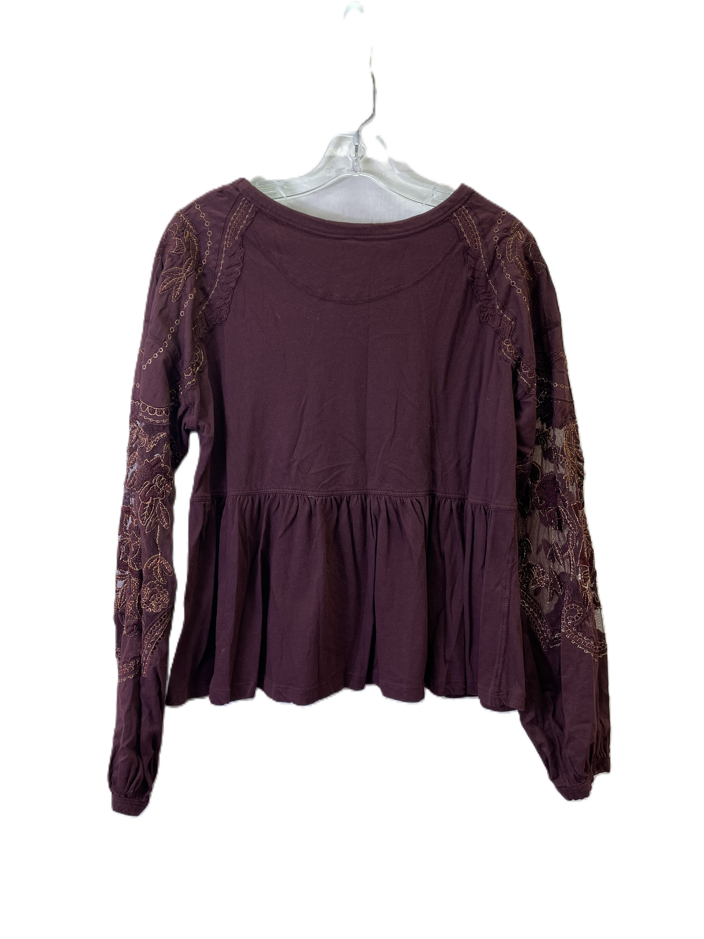 Top Long Sleeve By Free People In Maroon, Size: S