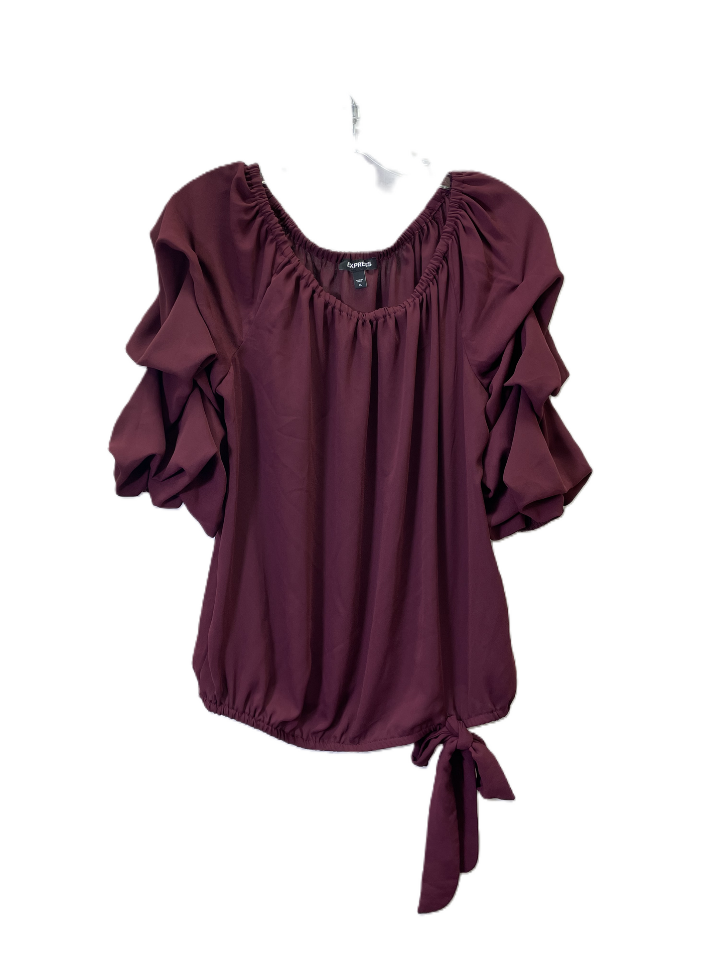 Top Long Sleeve By Express In Maroon, Size: Xl