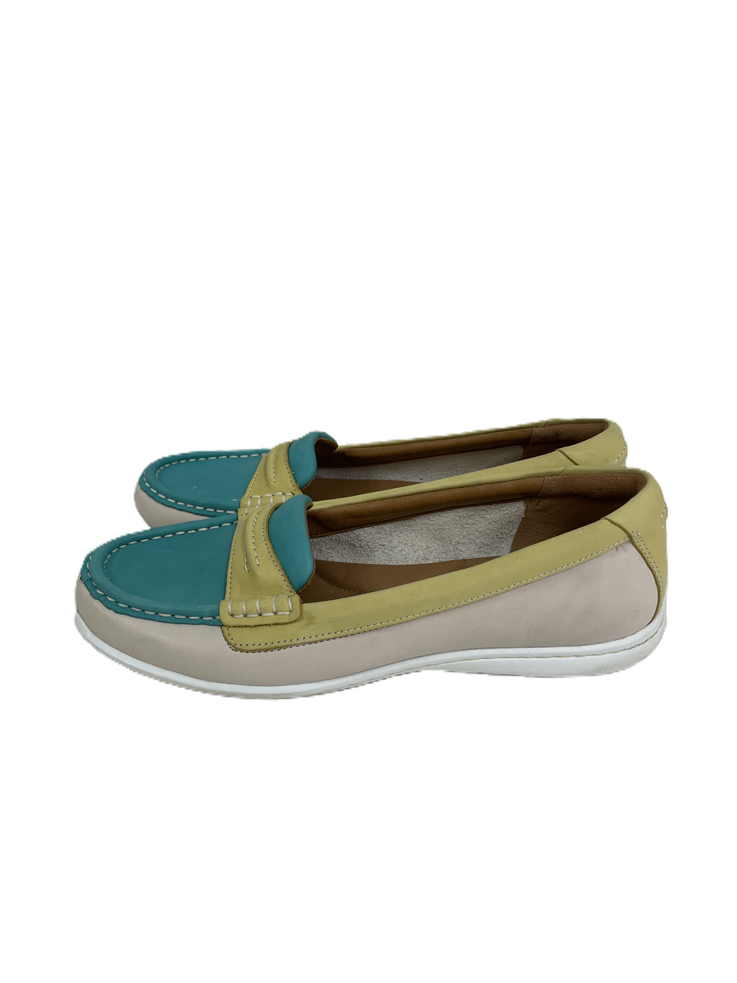 Shoes Flats By Clarks In Blue & Yellow, Size: 7.5