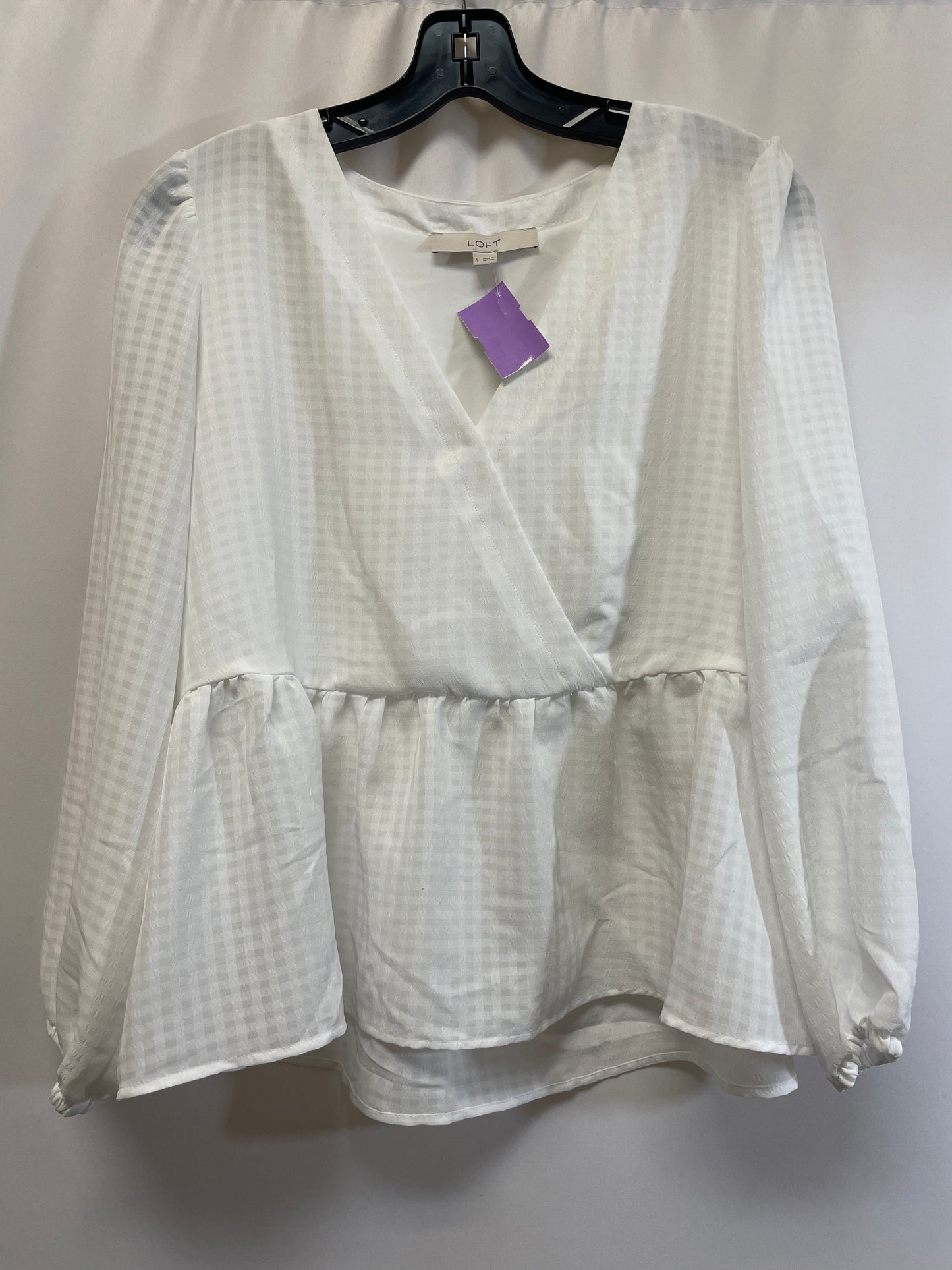 White Top Long Sleeve Loft, Size S