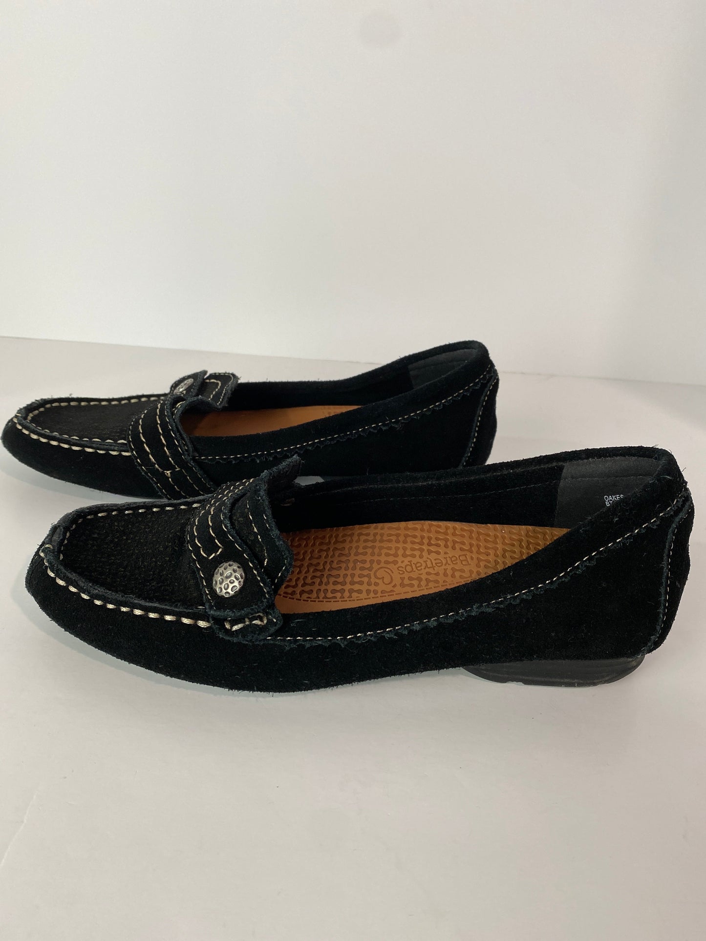 Black Shoes Flats Bare Traps, Size 6