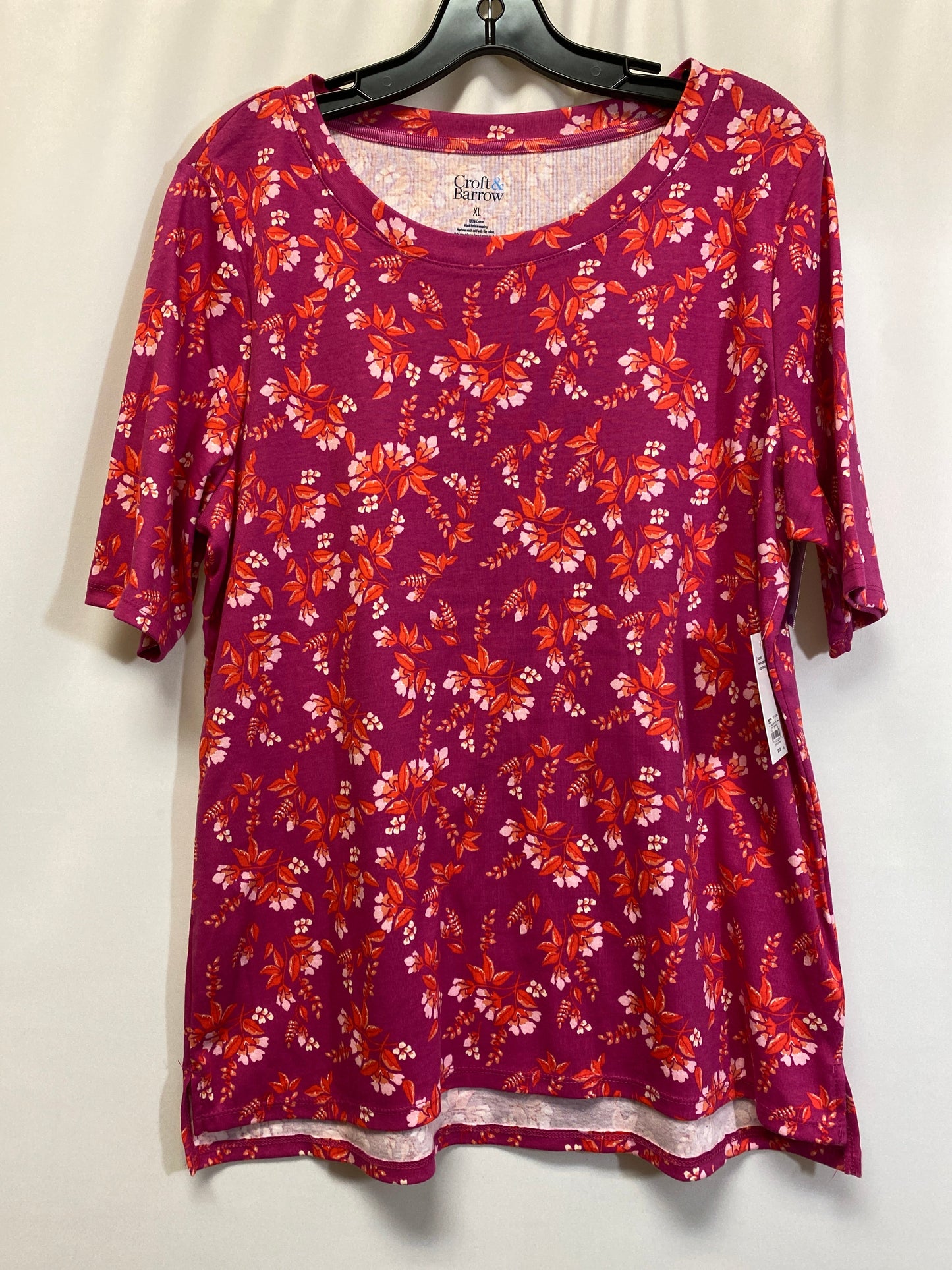 Pink Top Short Sleeve Croft And Barrow, Size Xl