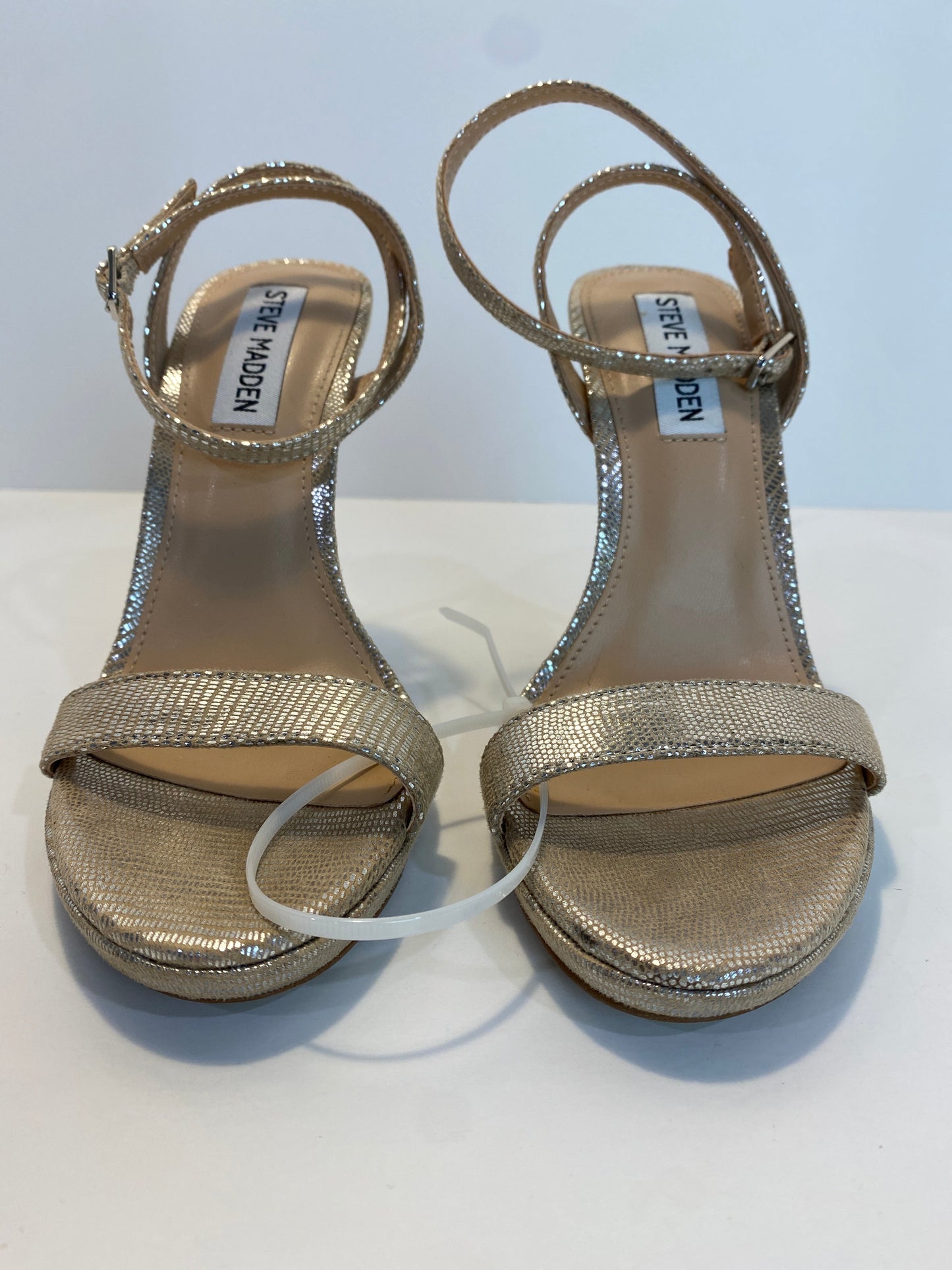 Silver Shoes Heels Stiletto Steve Madden, Size 6