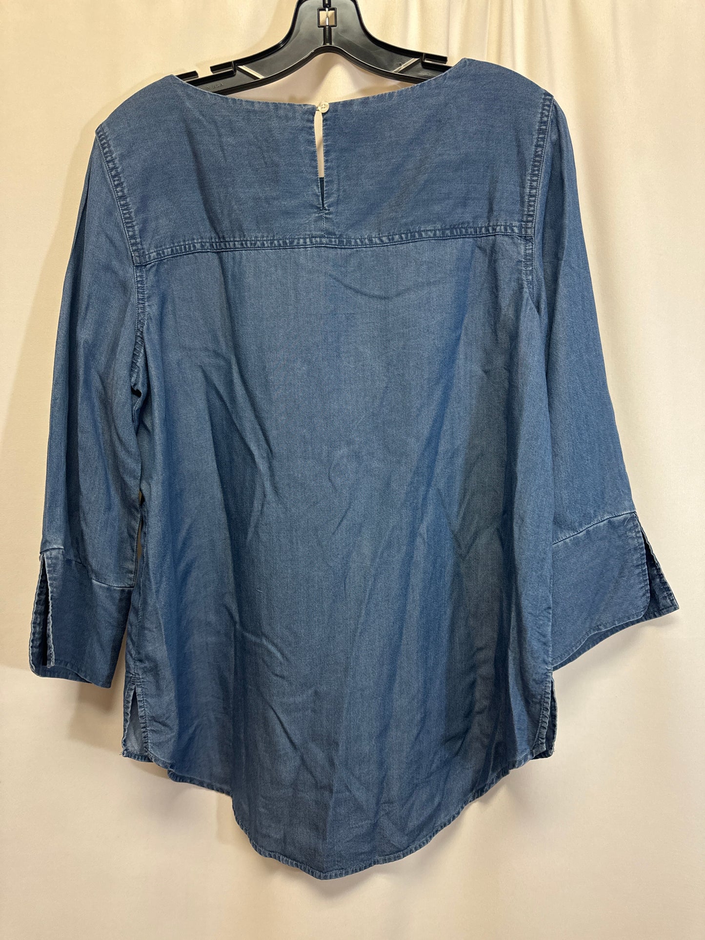 Blue Top 3/4 Sleeve New Directions, Size M