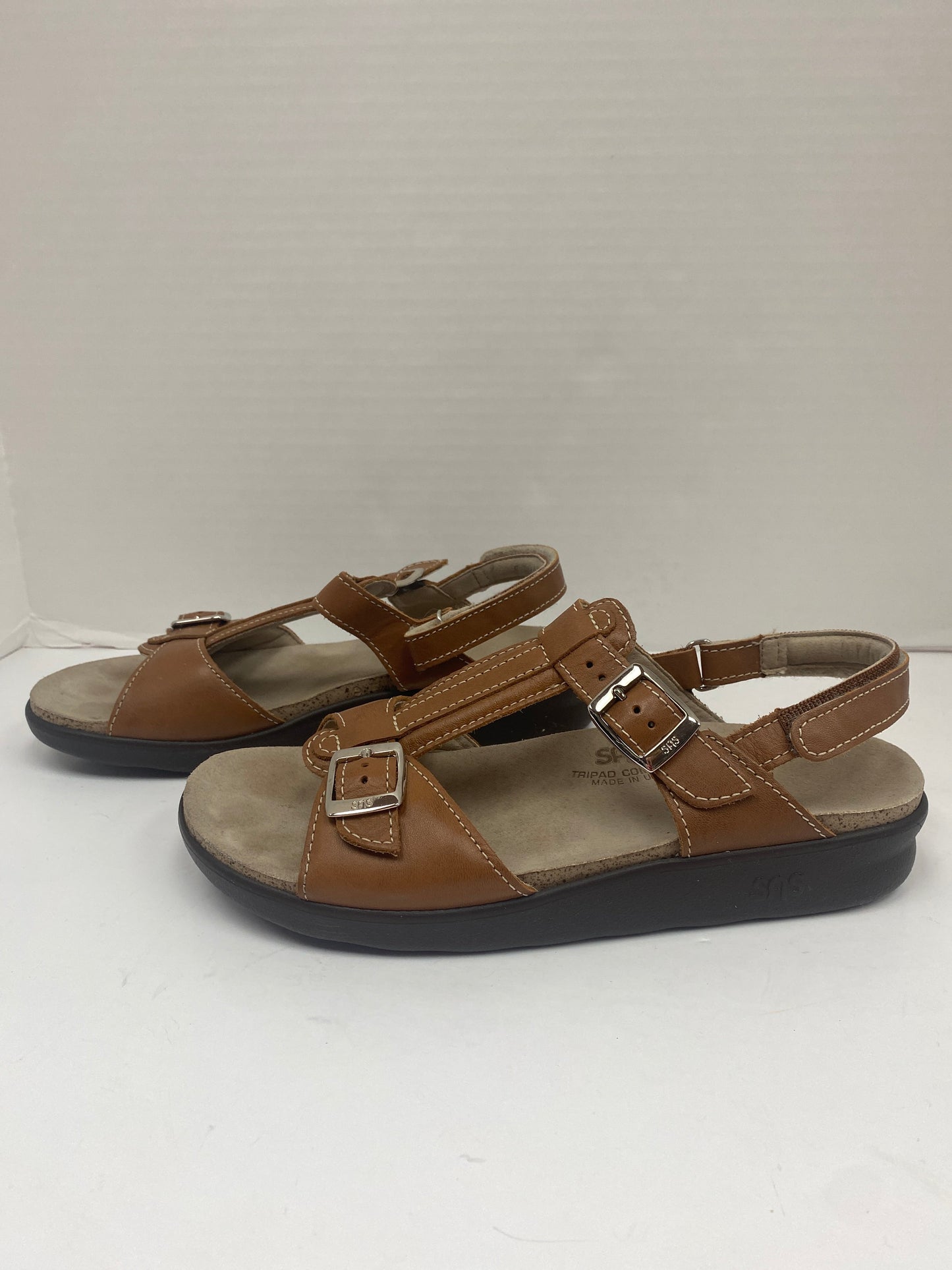 Brown Sandals Flats Sas, Size 9