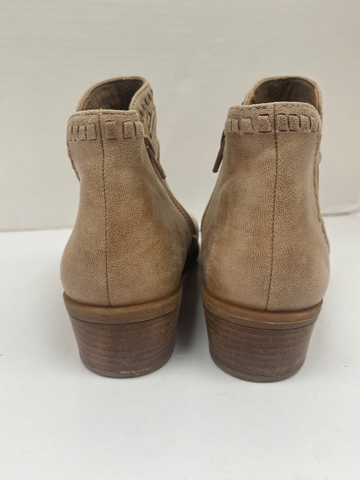 Tan Boots Ankle Heels Bare Traps, Size 8