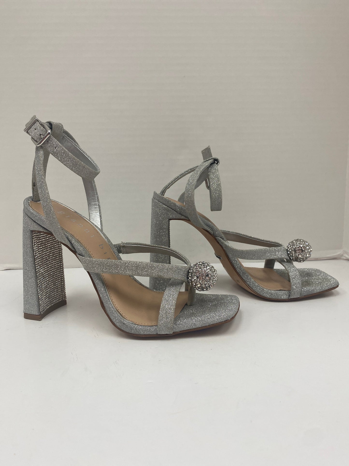 Silver Shoes Heels Block Gianni Bini, Size 7