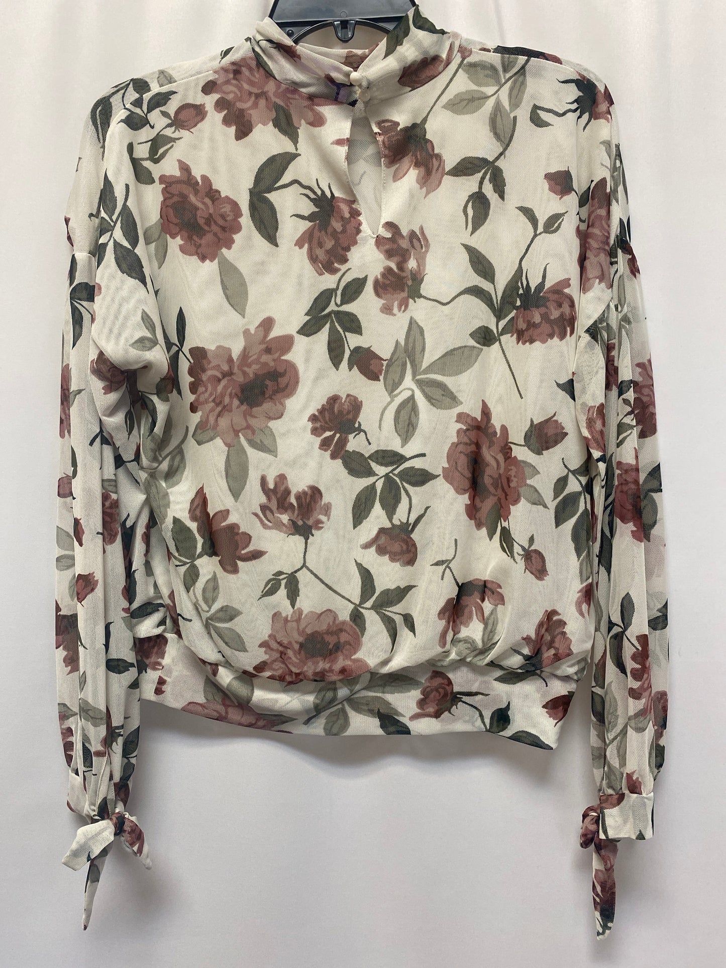 Cream Top Long Sleeve Buckle Black, Size L