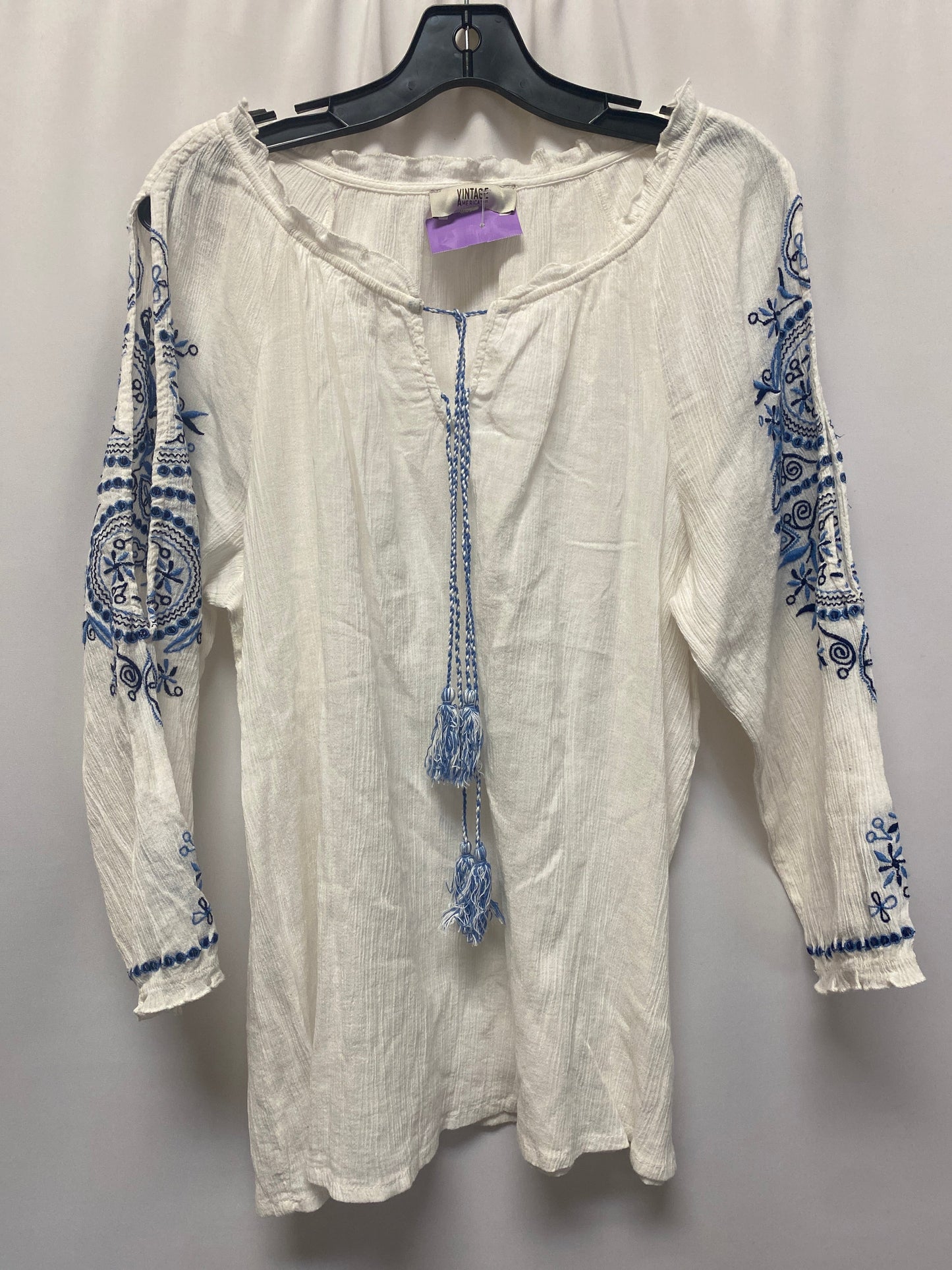 White Top Long Sleeve Vintage America, Size L