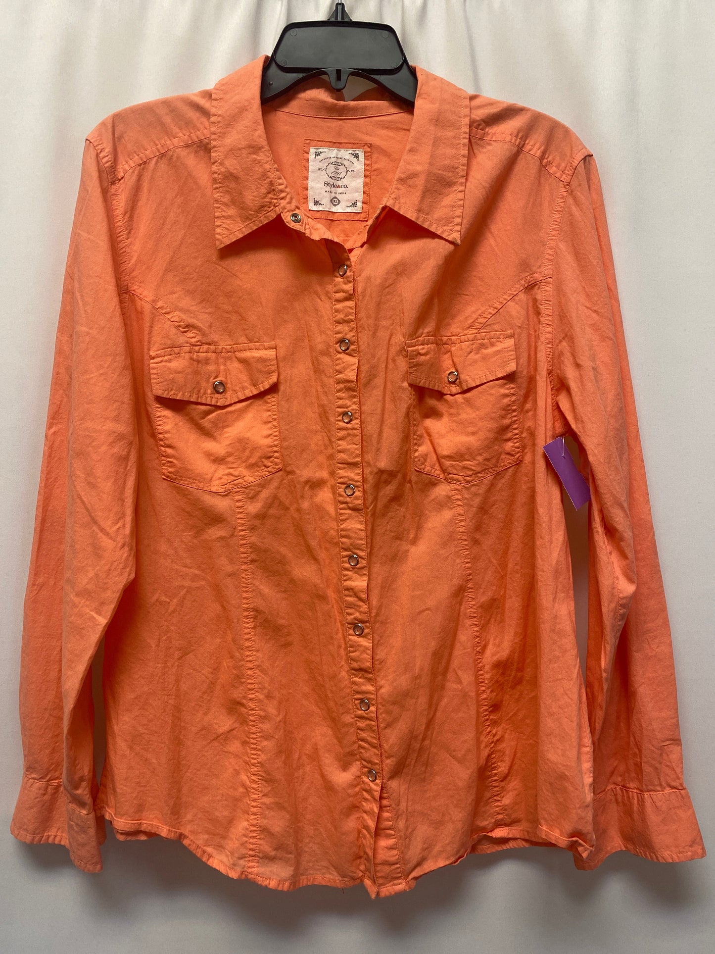 Peach Top Long Sleeve Style And Company, Size Xl
