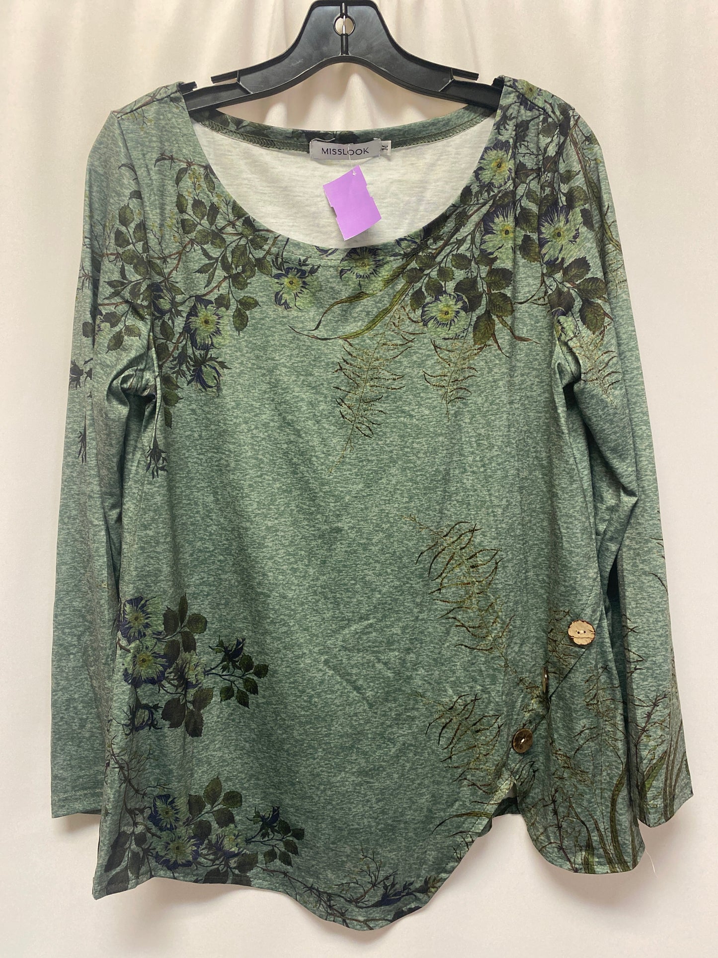 Green Top Long Sleeve Misslook, Size M