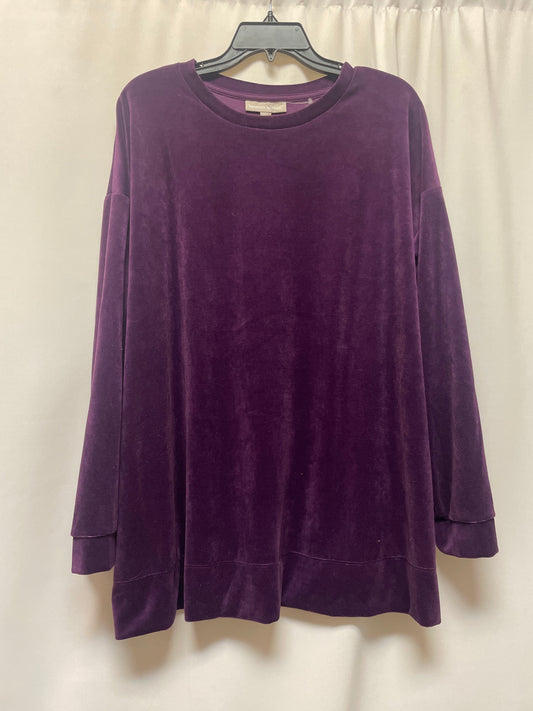 Purple Top Long Sleeve Woman Within, Size 1x