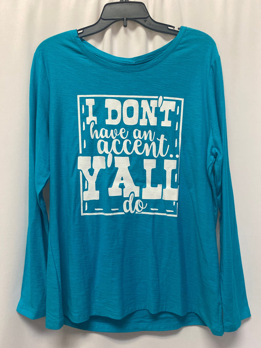 Teal Top Long Sleeve Faded Glory, Size Xxl