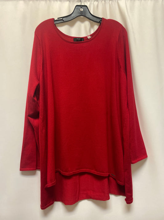 Red Top Long Sleeve Tahari By Arthur Levine, Size 2x