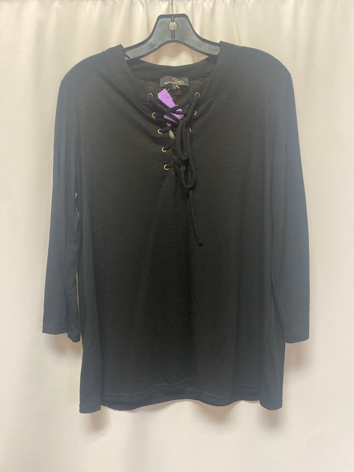 Black Top Long Sleeve Suzanne Betro, Size L