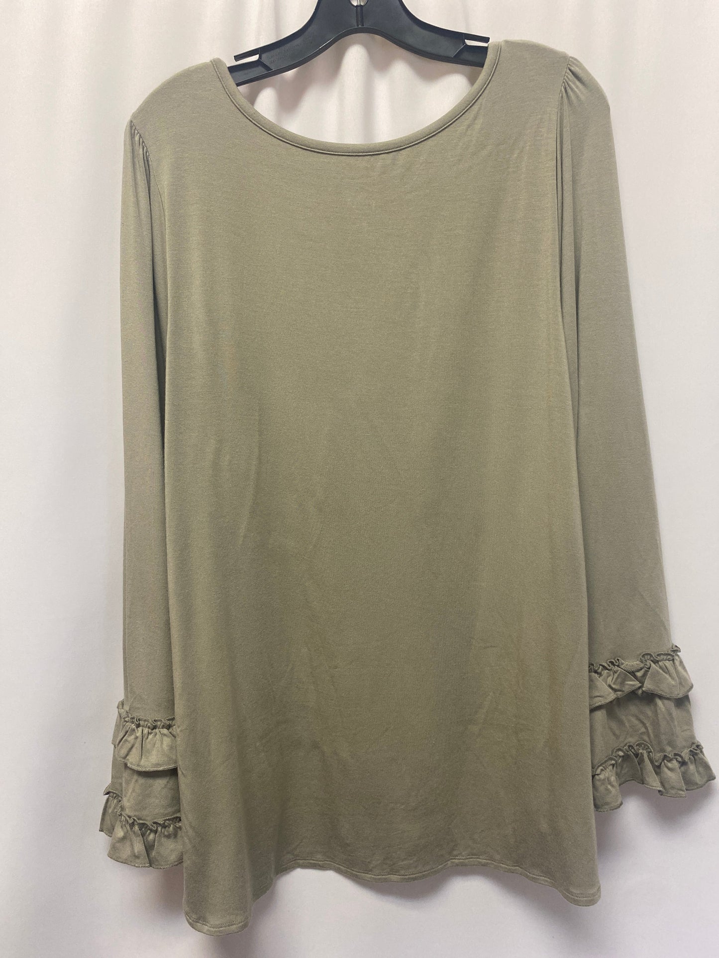 Green Top Long Sleeve Belle By Kim Gravel, Size L
