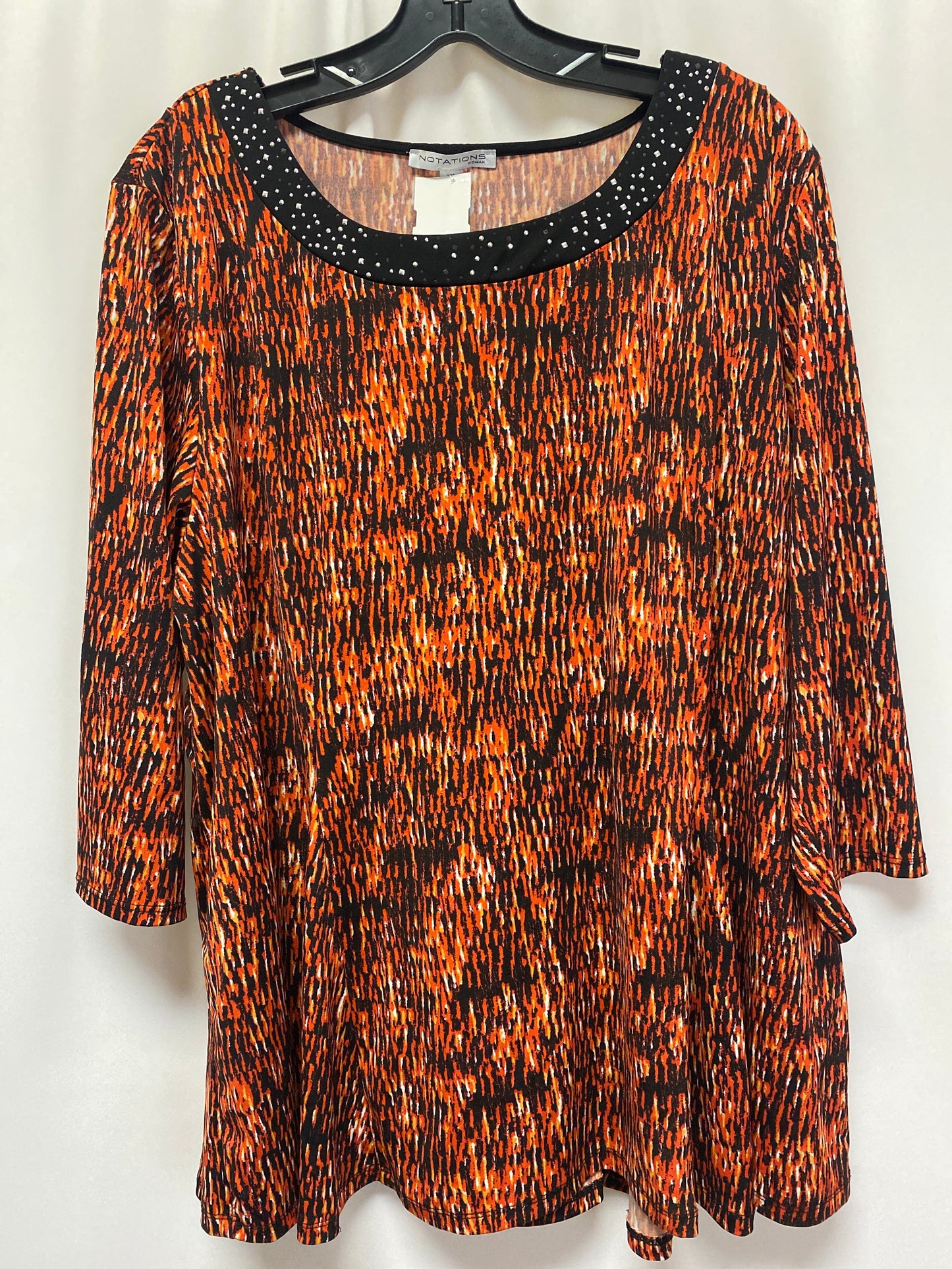 Orange Top 3/4 Sleeve Notations, Size 2x