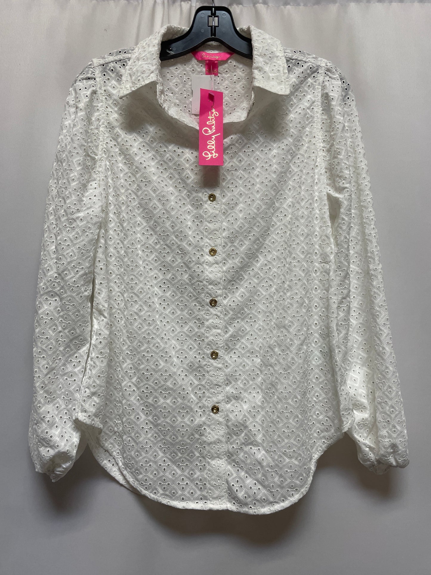 Top Long Sleeve By Lilly Pulitzer In White, Size: S