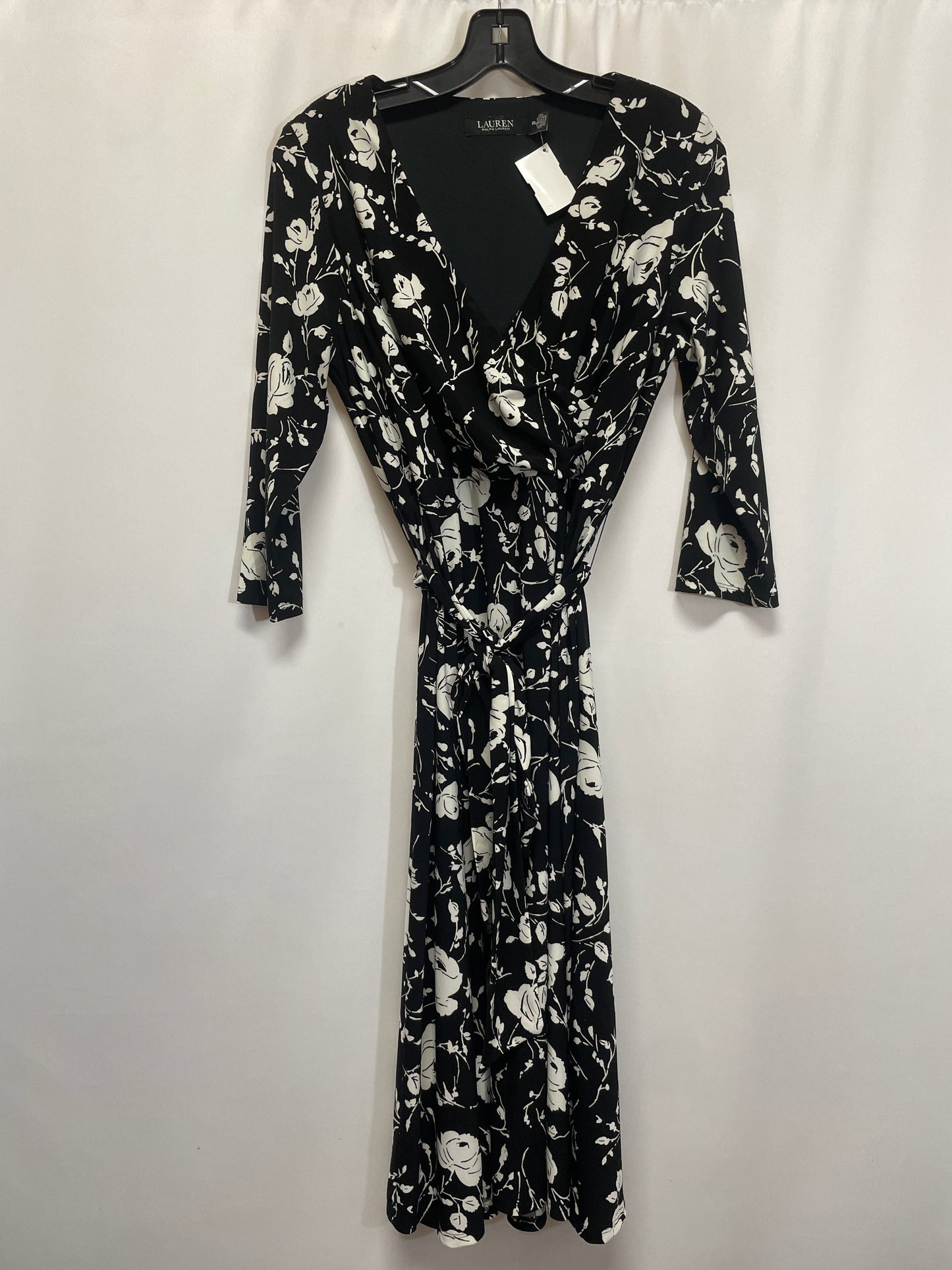 Dress Casual Midi By Ralph Lauren Black Label In Black & White, Size: M