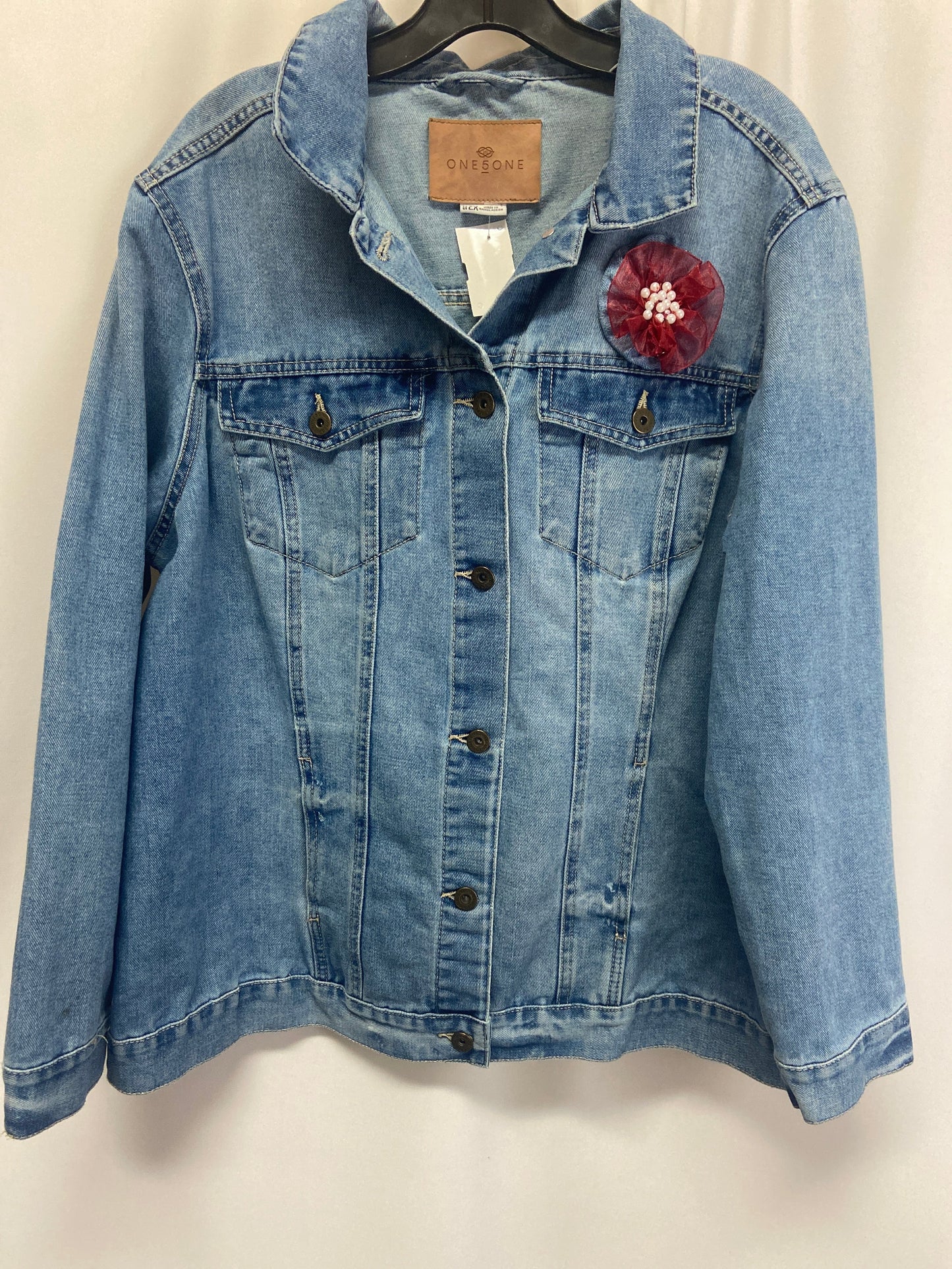 Jacket Denim By One 5 One In Blue Denim, Size: 2x