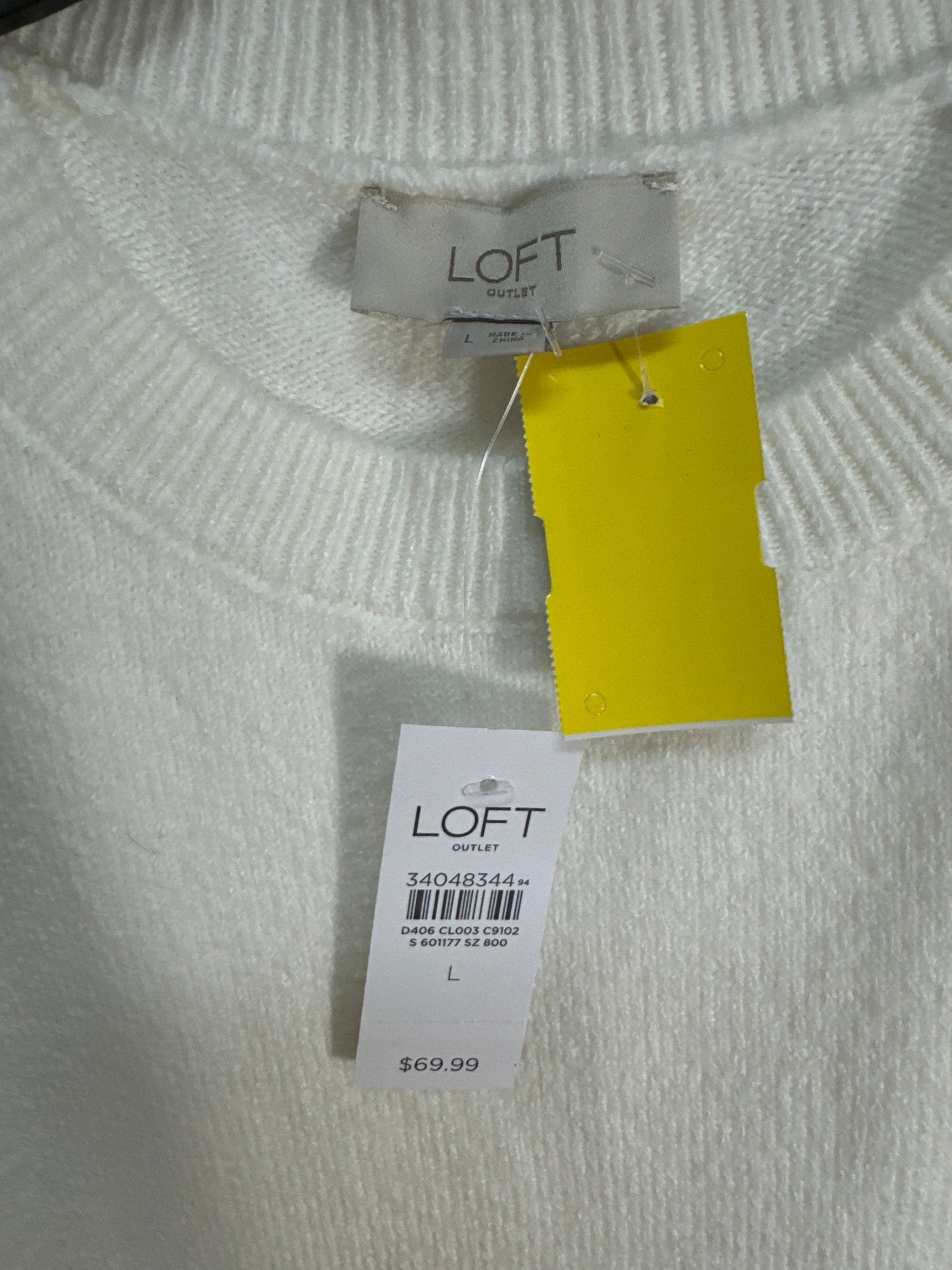 Sweater By Loft In White, Size: L